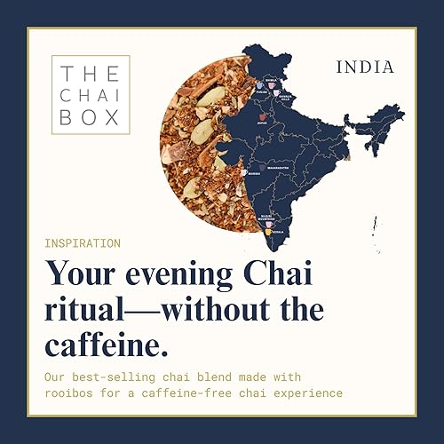 Miniatura 3 de The Chai Box Loose Leaf Masala Chai - Sin gluten ni cafeína  Té Rooibos orgánico hecho con jengibre, clavo, canela, cardamomo, hinojo (paquete de 1)