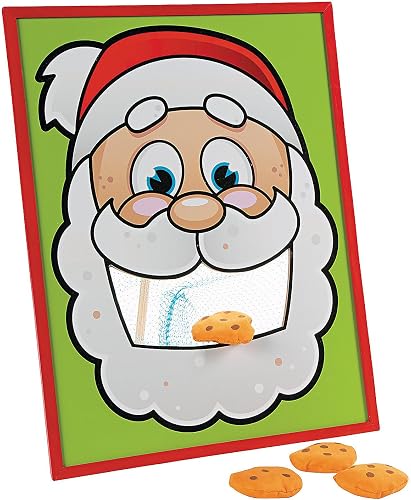 Fun Express Santa's Cookies Bean Bag Toss Game with Bags - 6 Piece Set - Christmas Party Game