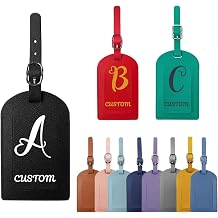 Personalized Luggage Tags with Name Custom PU Leather Luggage Tag for Bag Id, Custom Suitcase Tag Backpack Tag, Rectangular, 2.76 x 4.33 inches