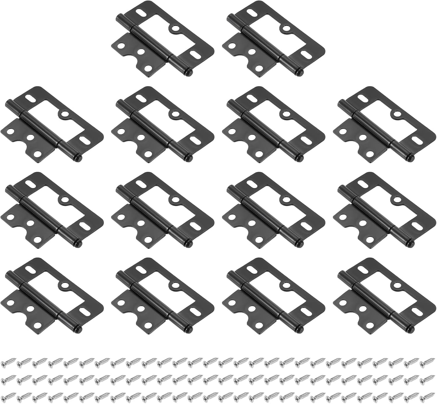 uxcell 14Pcs 3" x 1.4" Non Mortise Butterfly Hinge, Removable Loose Pin Hinge, Iron Cabinet Hinges with Mounting Screws for Doors, Windows, Furniture, Mobile Home/RV, Black