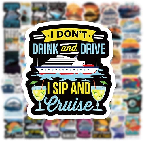 Miniatura 9 de Paquete de 61 calcomanías de crucero, calcomanías estéticas impermeables de vinilo para botella de agua, patineta, laptop, teléfono, diario, álbumes