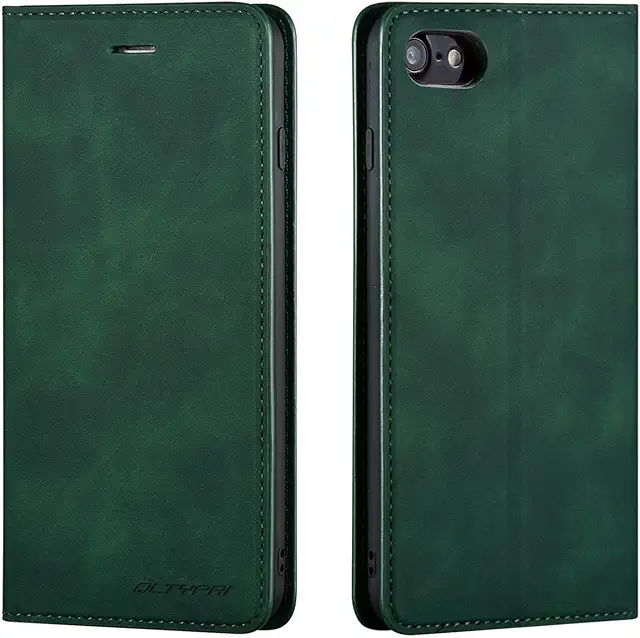 QLTYPRI iPhone 6/6S PU Leather Wallet Case with Card Holder & Stand - Green