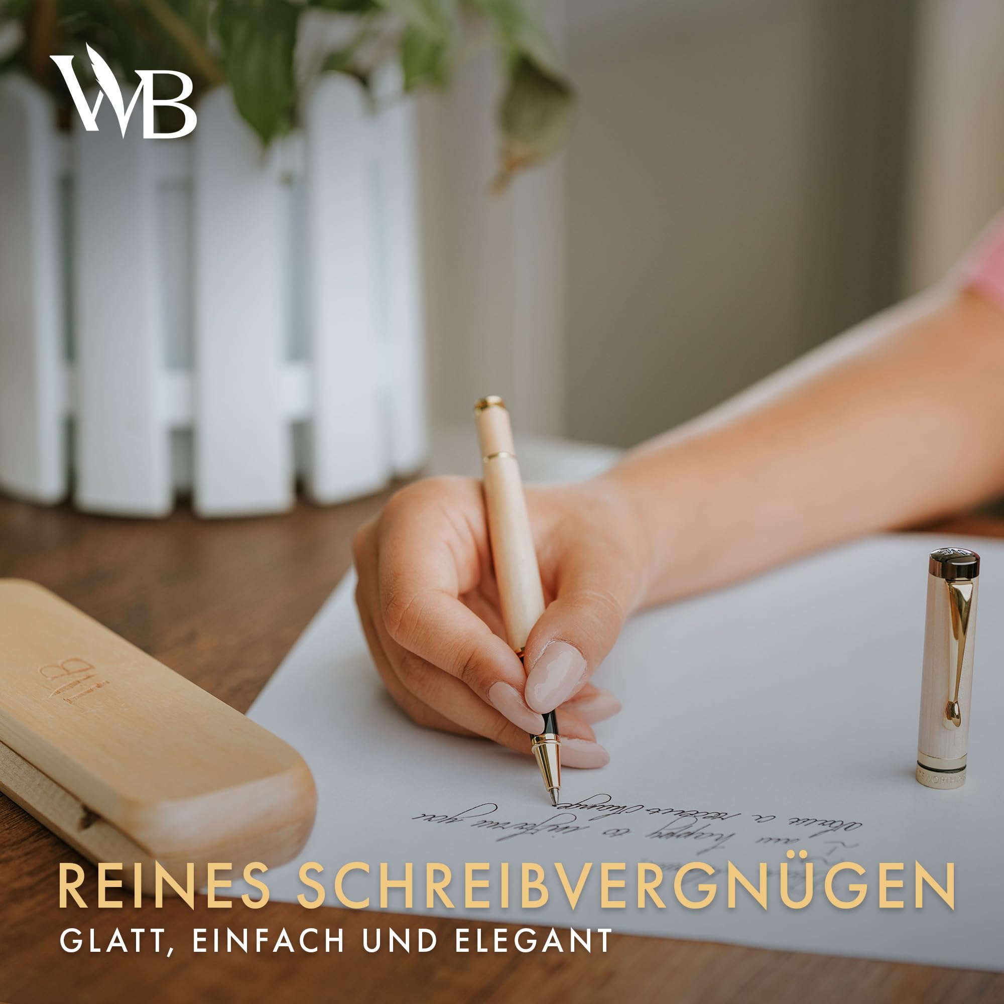 Wordsworth and Black Rollerball Pen - Atemberaubender Luxus-Stift aus Bambus Ahornholz, Goldfinish, nachfüllbar, Geschenkset für Männer & Frauen, Tinte, Bürobedarf