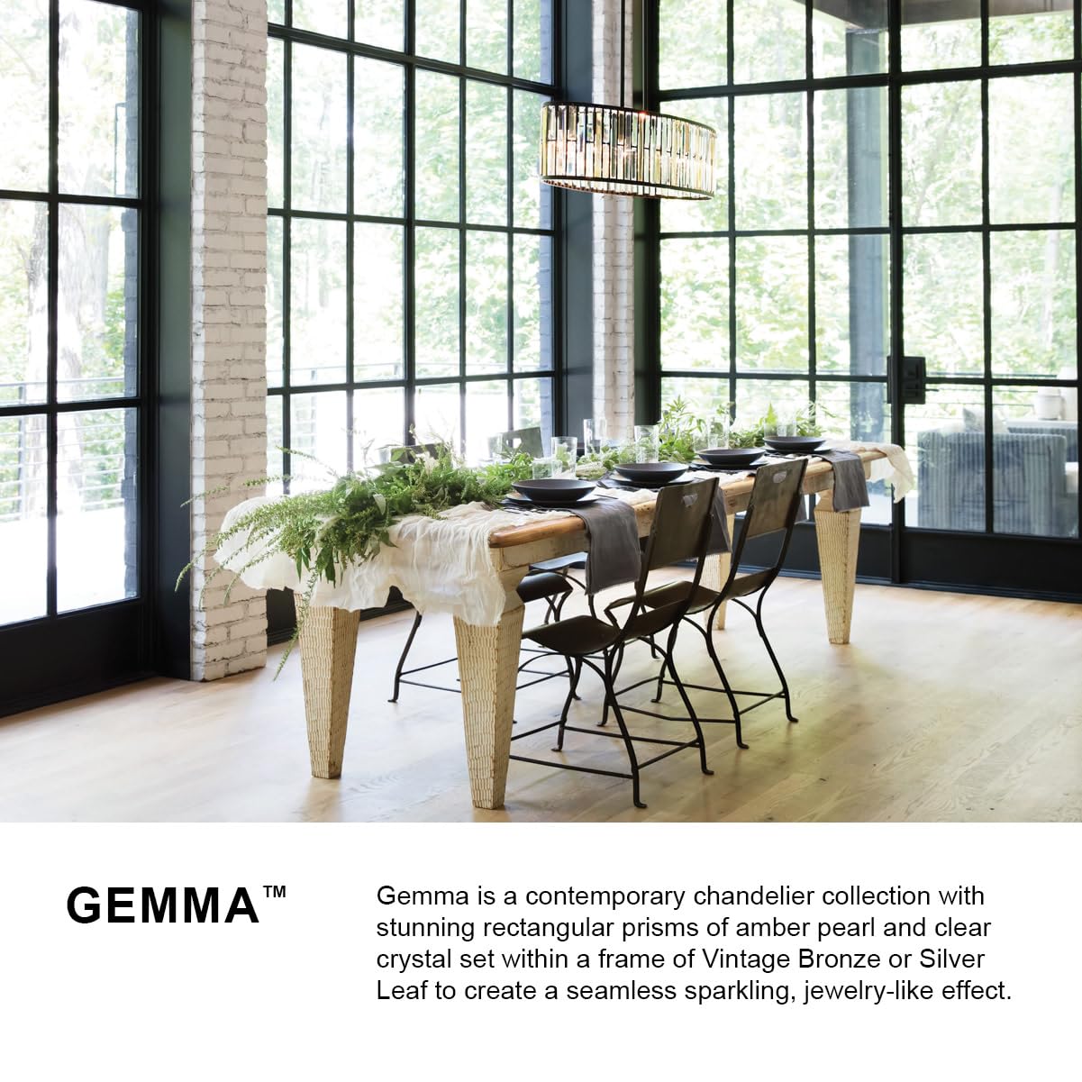 Fredrick Ramond Gemma Medium Six Light Linear Chandelier - Oval