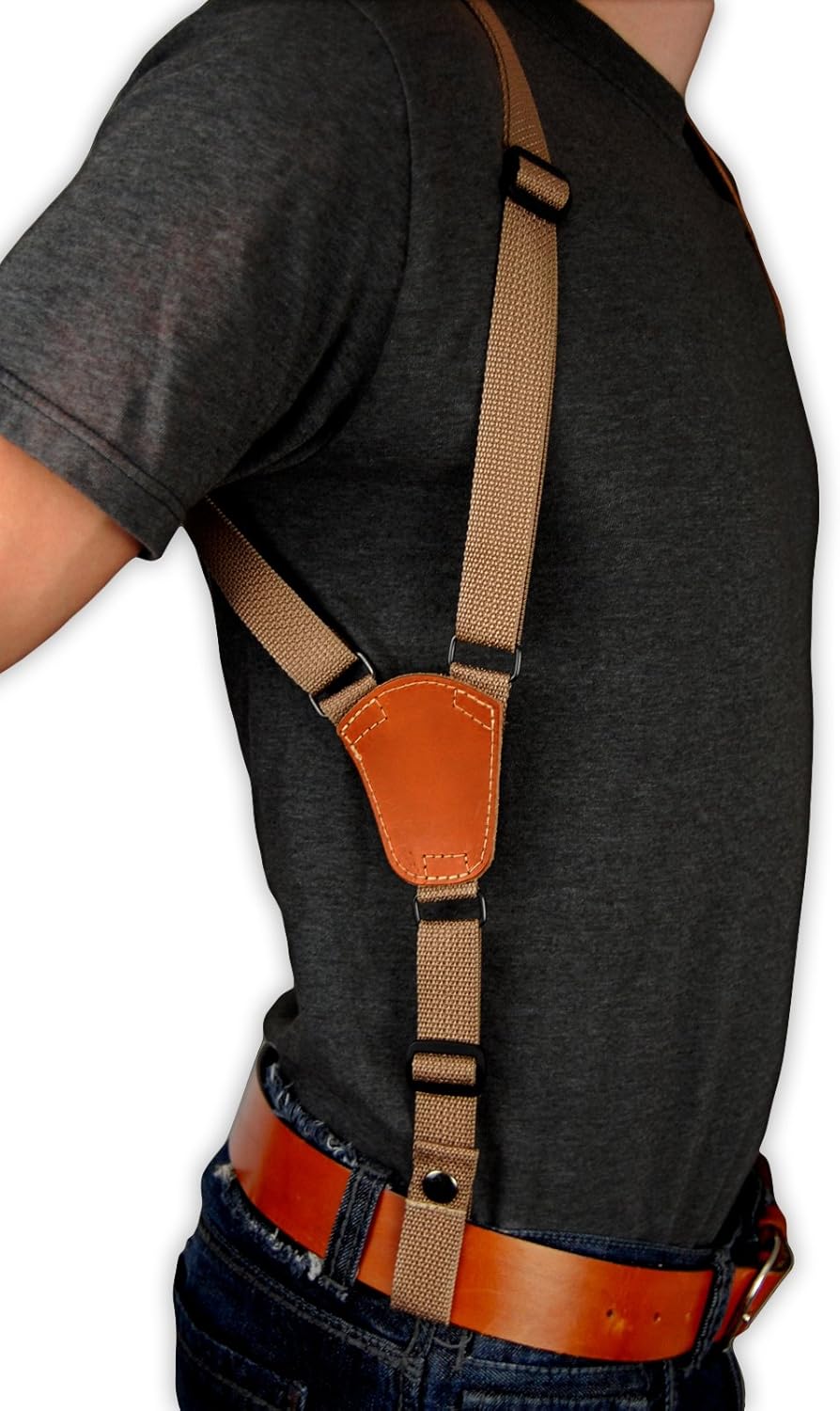 Barsony New Saddle Tan Leather Cross Harness Vertical Shoulder Holster for 4" 38 357 44 Revolvers