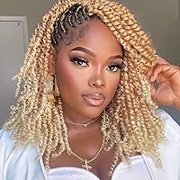 Vista 51 de 8 paquetes de extensiones de cabello sintético pretrenzado y prerrizado de ganchillo de 14 pulgadas, con rizos de pasión, para mujeres negras