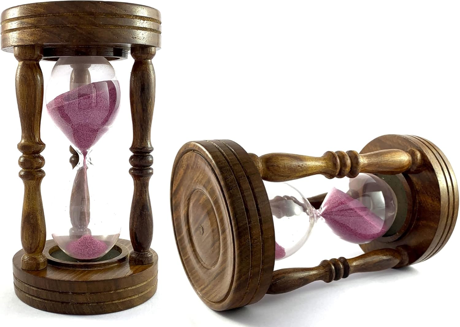 5 Minutes - Wooden Hourglass Sand Timer, Vintage Victorian Handmade Kitchen Timers Clock, Table Desk Decorative Figurine, Secret Santa, New Year, for Men, Women, Him, Her