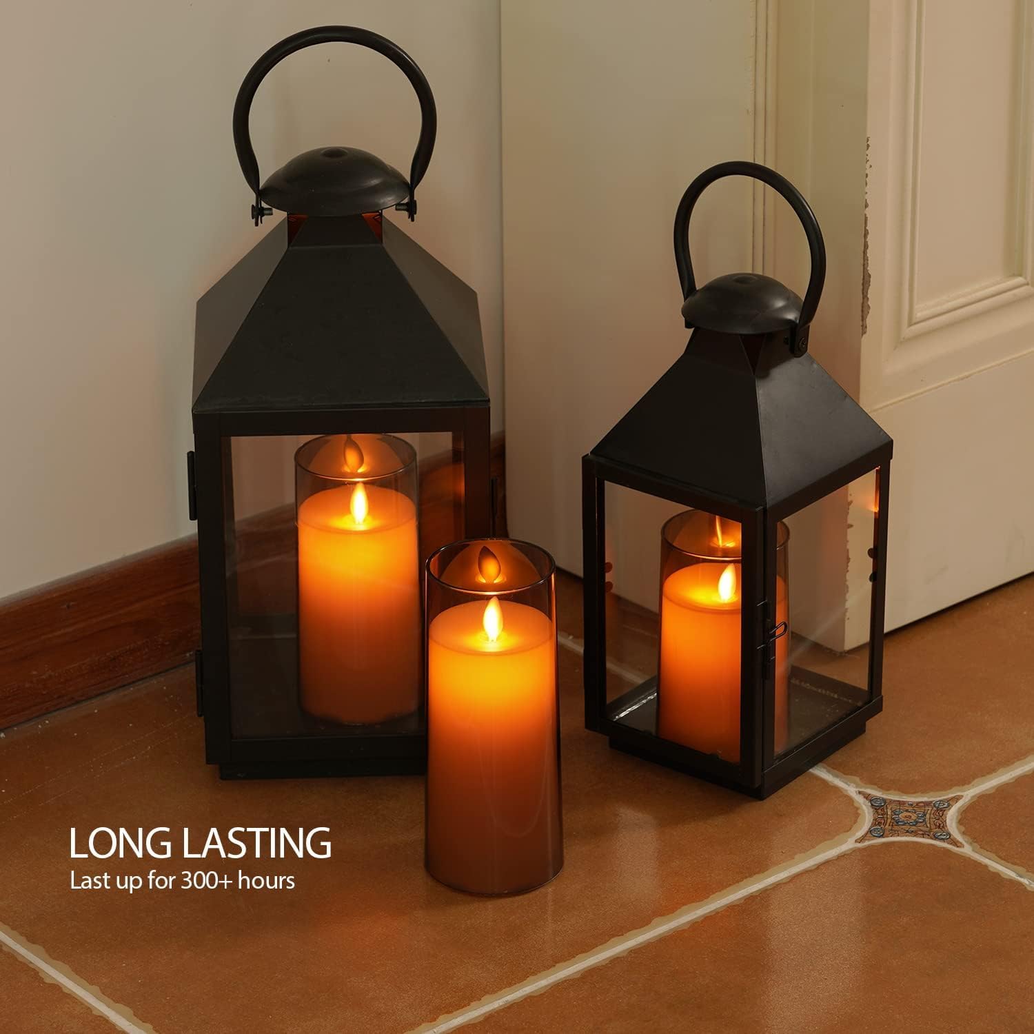 LTETTES Flameless LED Candles Set of 3 (H-4", 5", 6" x D-3") | Grey Acrylic Fiber Glass Pillar Candles with Remote | Battery Operated | Home Décor, Wedding, Festival Lighting 1
