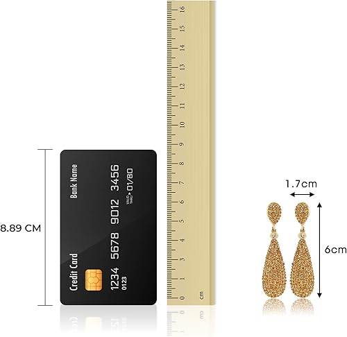 Miniatura 5 de Moonstruck Joyería de disfraces Pendientes colgantes dorados con diamantes de champán para mujer