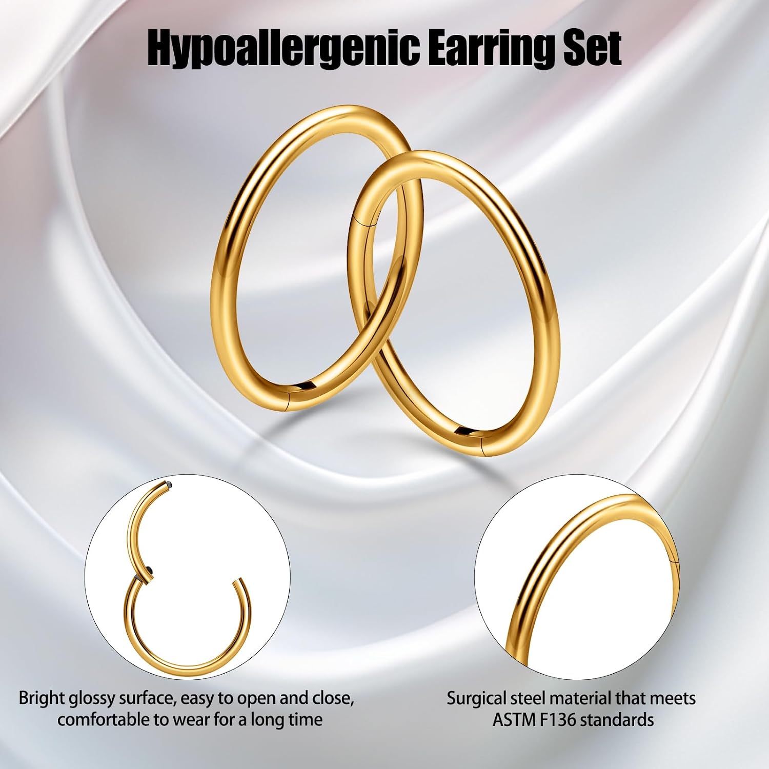 8Pcs Nose Ring Hoop & Hinged Clicker Septum Rings [16G/18G/20G]–Hoop Helix Cartilage Daith Tragus Sleeper Earrings For Women Men