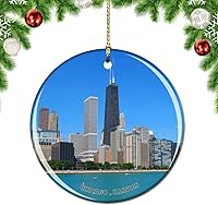 Vista 29 de Weekino Illinois Chicago Wrigley Field USA - Adorno para árbol de Navidad, decoración colgante para colgar, colección de recuerdos de viaje por