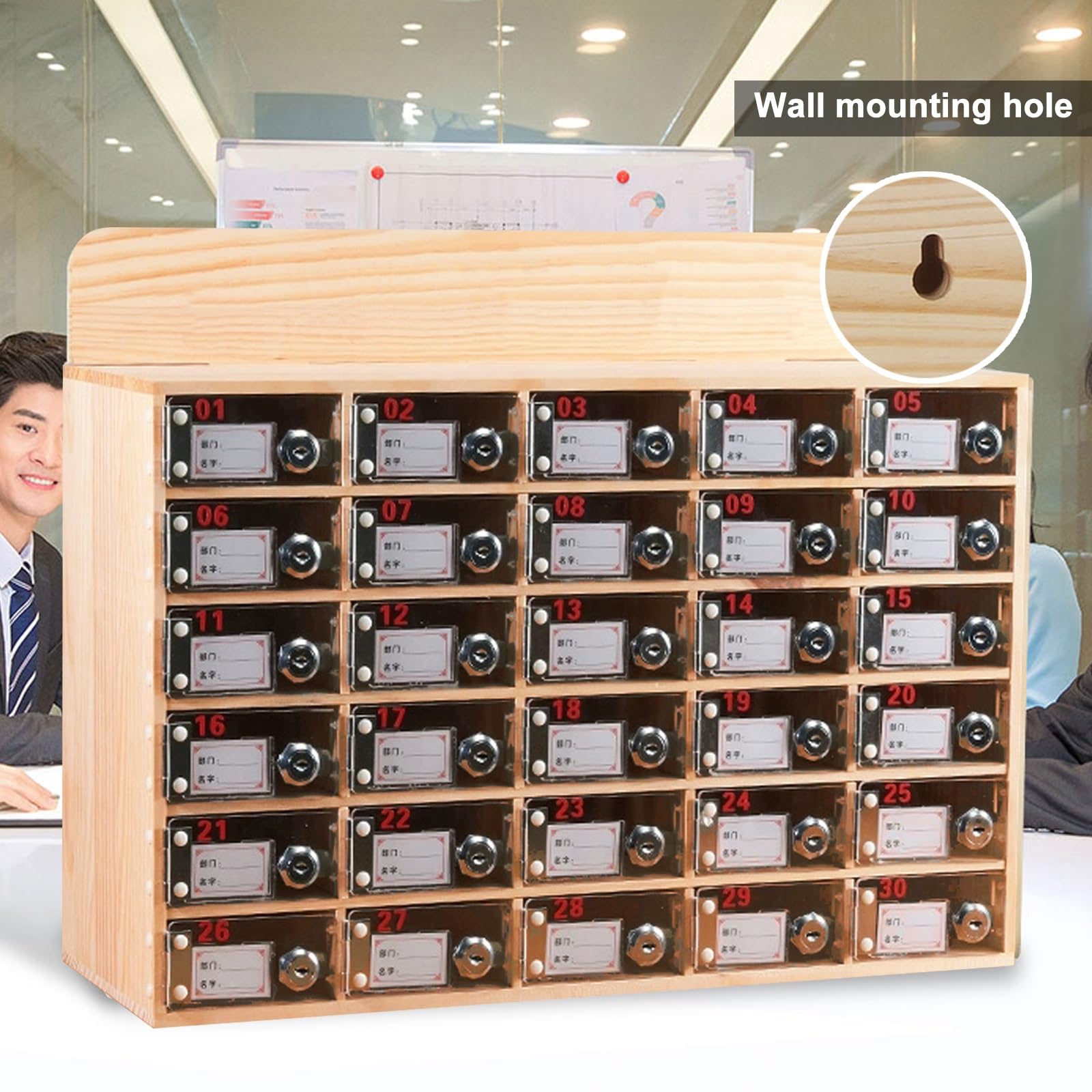 Armoire de rangement en bois pour téléphones portables, organiseur de bureau pour école et conférence Solution de rangement compacte (6 compartiments)