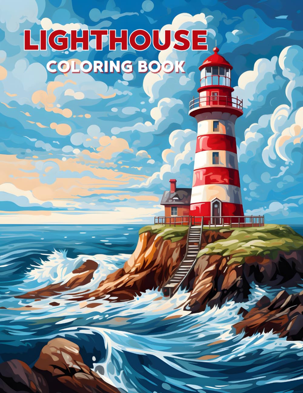 Lighthouse on the Sea Coloring Book for Adults Seniors: Dementia Alzheimer's Stress Relief Mindfulness Adult Coloring