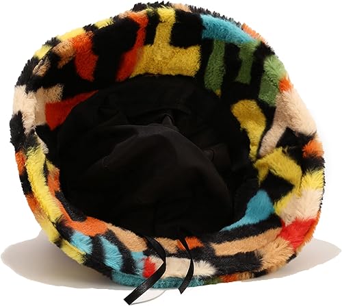 Miniatura 8 de Sombrero de pescador de piel sintética de felpa mullida, gorro cálido para mujer