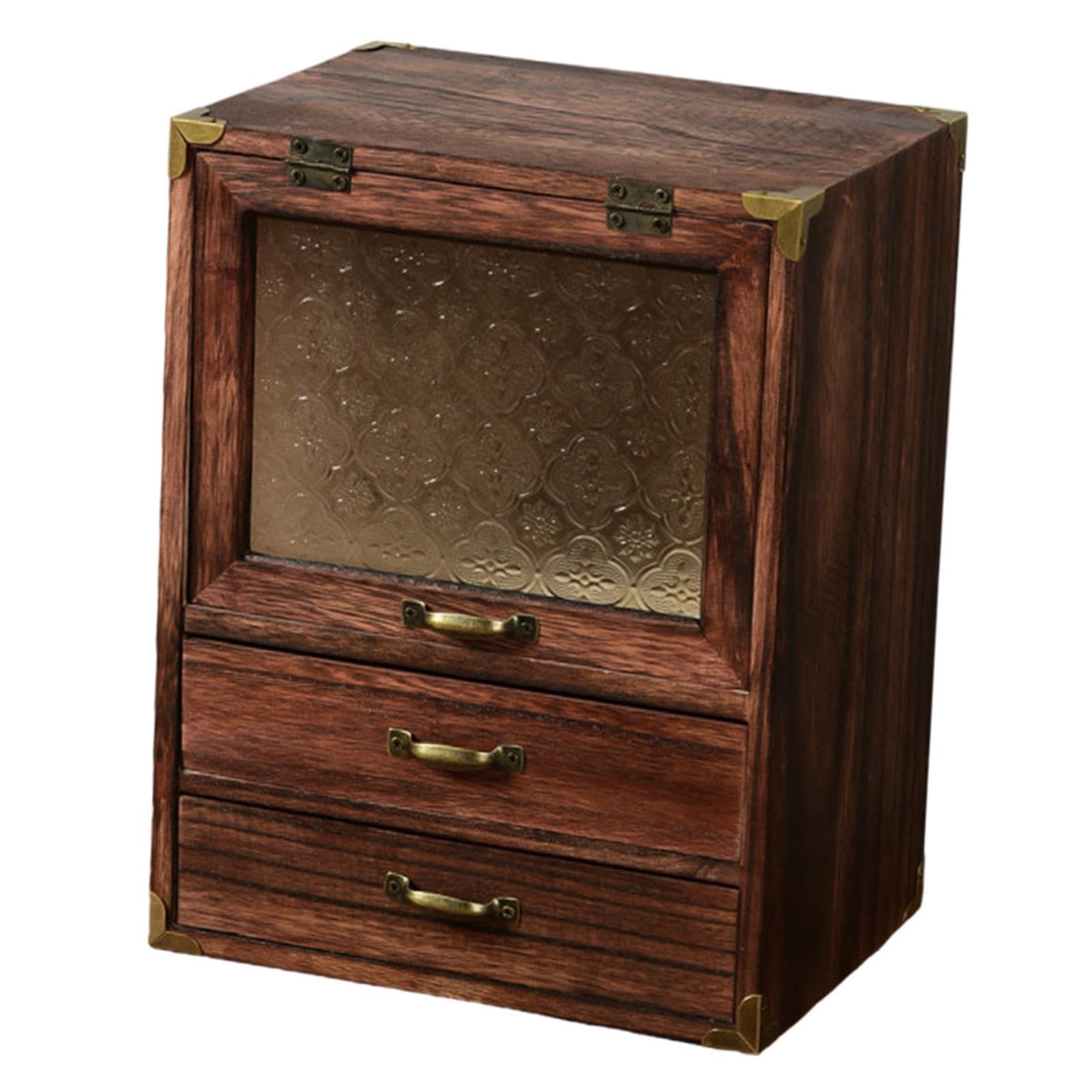 Vintage Kosmetikaufbewahrung mit Schubladen, handgefertigter Make up Organizer, Elegante Badezimmerdekoration, Aufbewahrung für Kosmetik und, Stil A