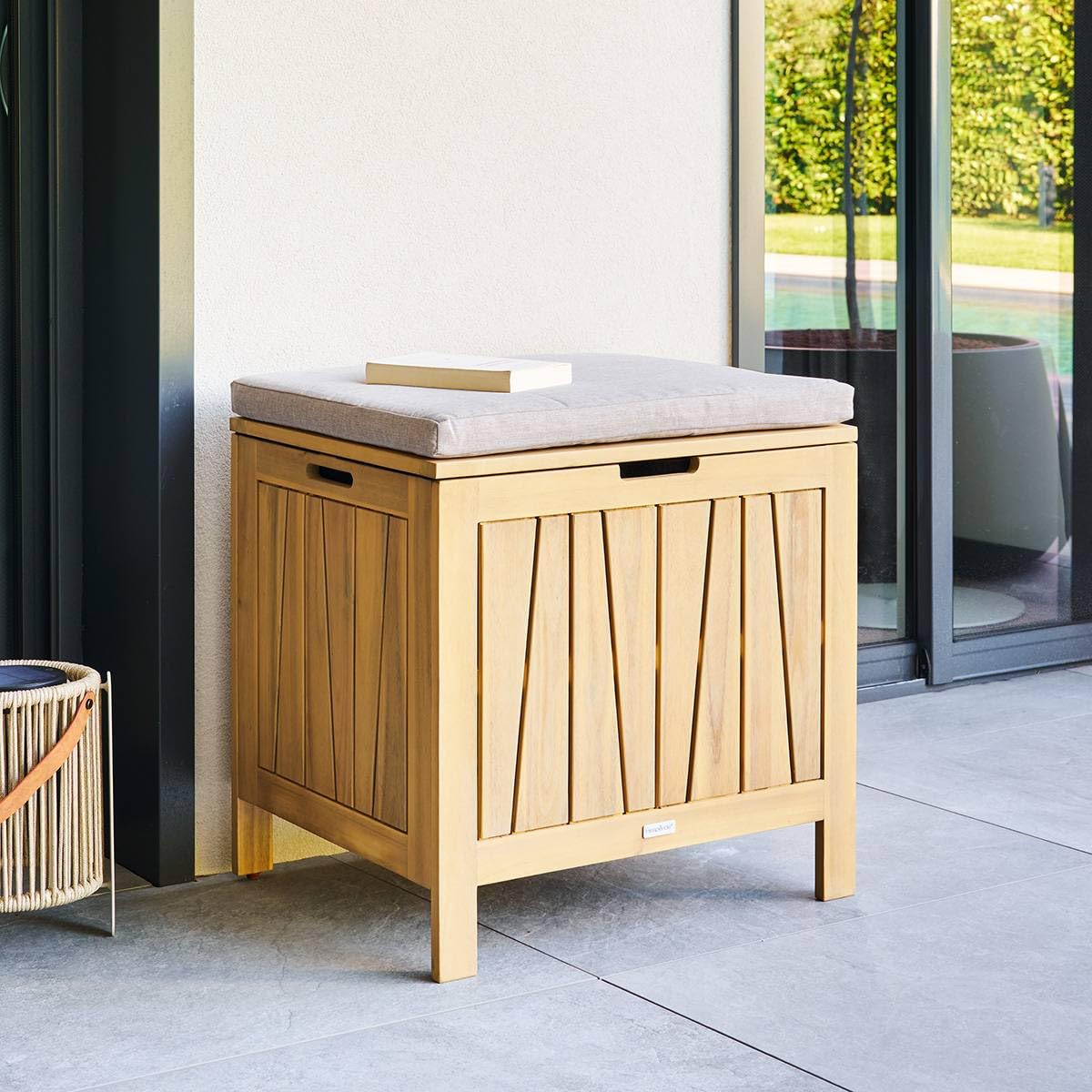 Hespéride - Coffre de rangement 100l avec assise lodgia beige acacia
