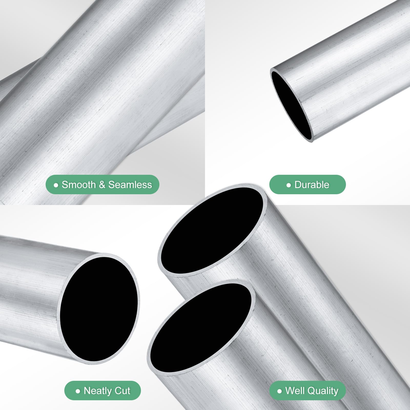 2er Set 6063 Aluminium Rundrohr – 9 Mm Außen-Ø, 7 Mm Innen-Ø, 250 Mm Länge, Nahtlos, Poliert, Für Handwerk & Industrie