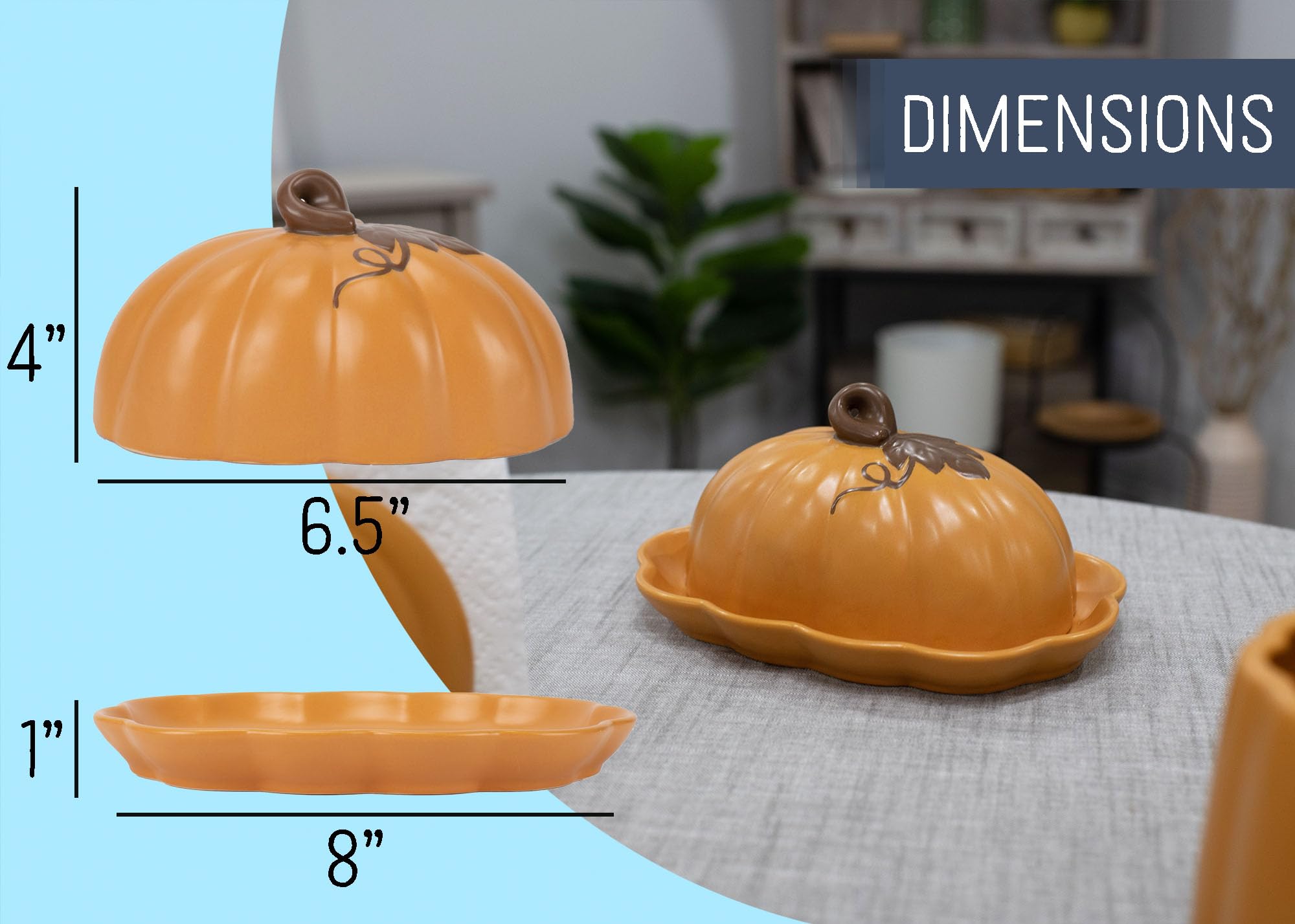 Beurrier En Citrouille Céramique - 18,3x10 Cm - Parfait Pour Thanksgiving, Halloween & Décoration D'automne