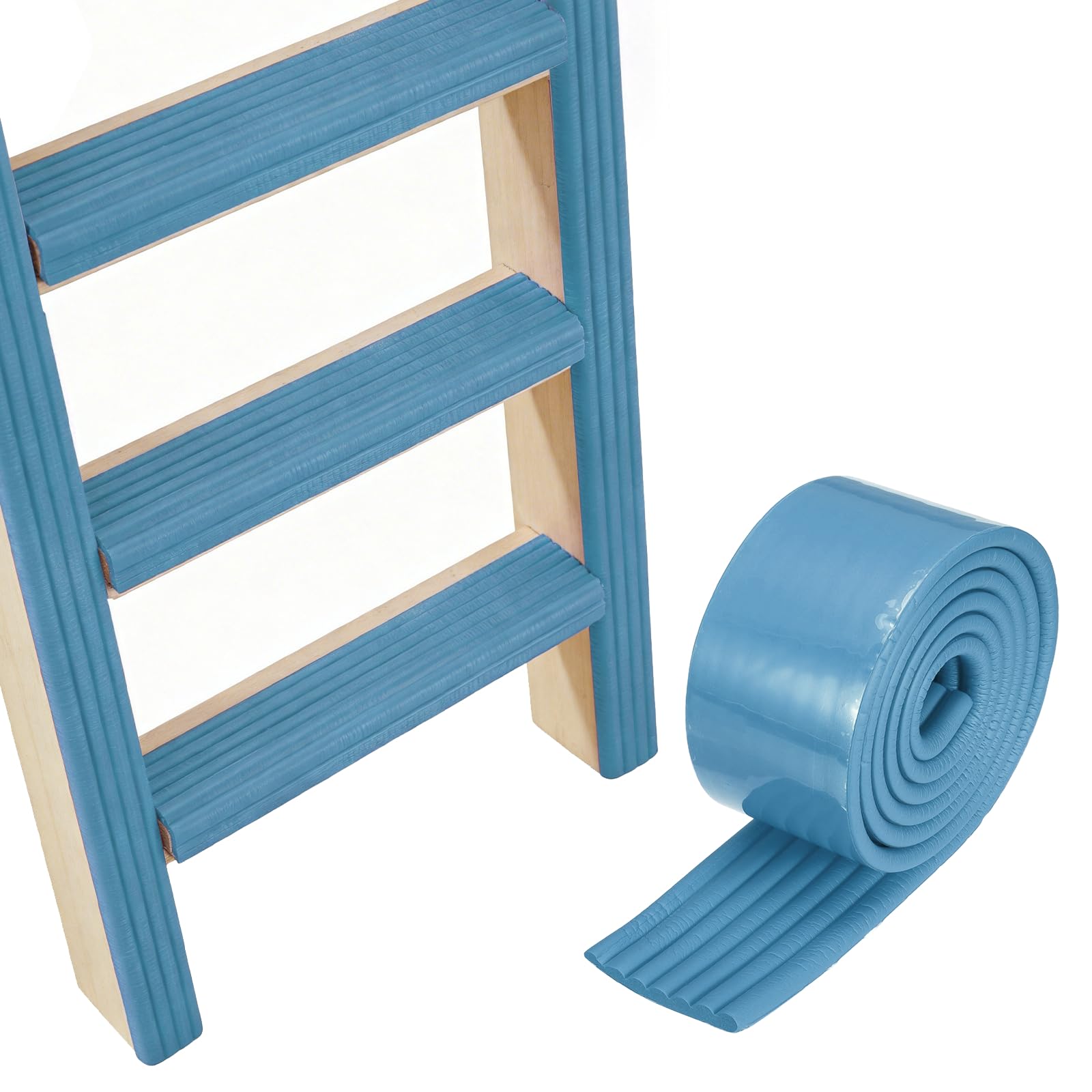 PATIKIL Bunk Bed Ladder Pad, (6.5ft, Blue), Self-Adhesive Bunk Bed Step Foam Padding Soft Extra-Wide Edge Protector Traction Treads, Suit for - Stair Steps/Bedroom/Kitchen