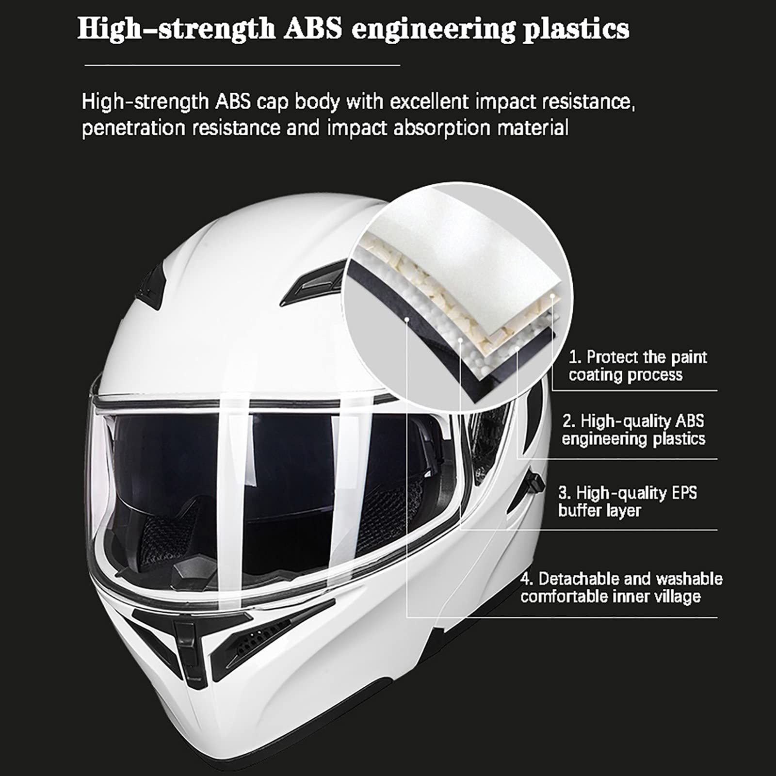 Casco Integral De Motocicleta Casco Modular De Motocicleta Casco De Viajero Para Adultos Con Lente Doble Lente Antivaho Transpirable 4 Estaciones Hombres/Mujeres Aprobado Por ECE D,XL