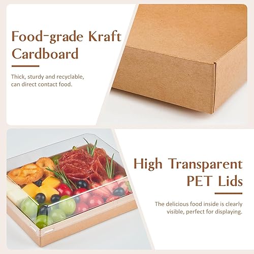 Miniatura 3 de Cajas de charcutería de 7 x 5 pulgadas con tapas transparentes, paquete de 50 cajas de papel para panadería con ventana para sacar cupcakes,