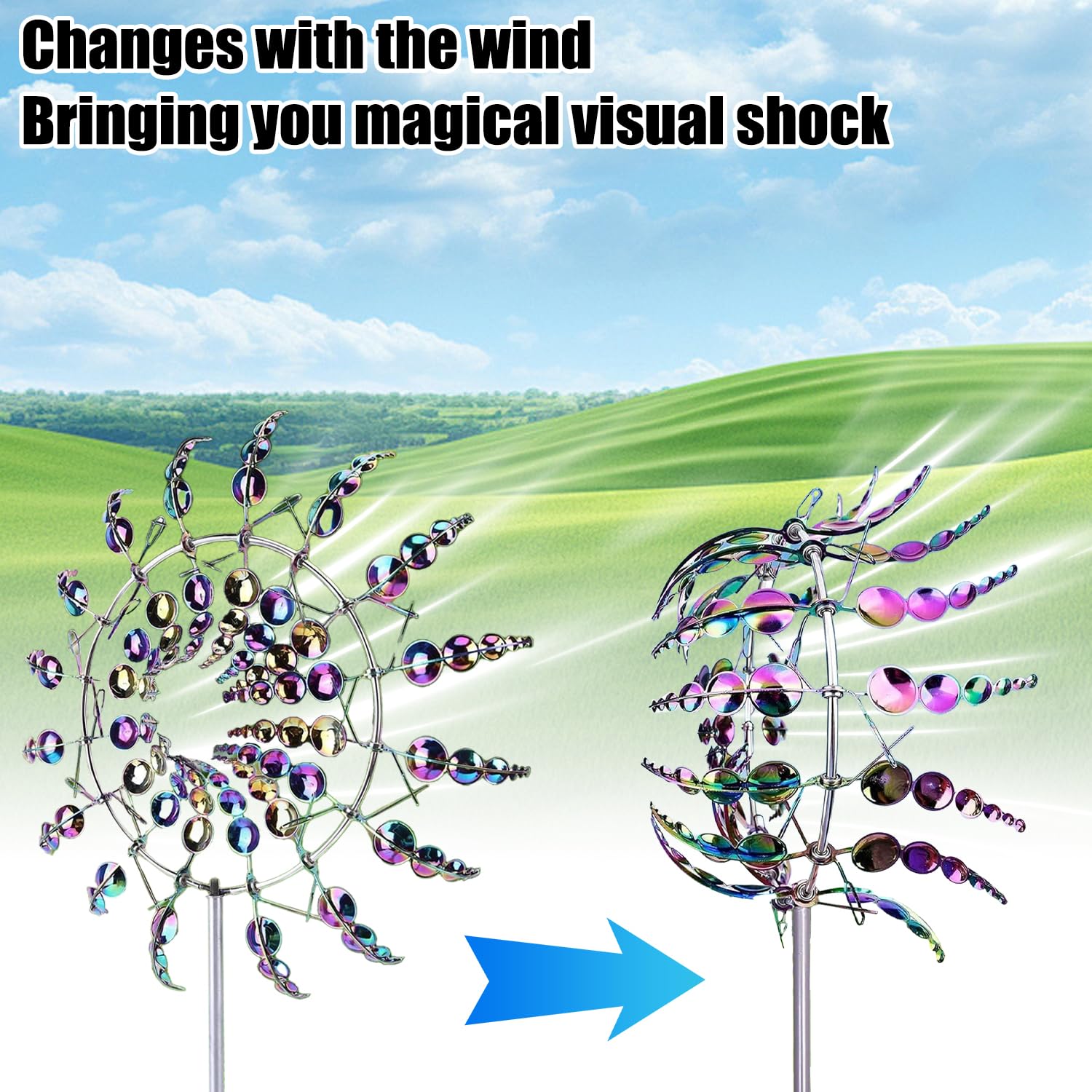 Einzigartige Und Magische Metall Windmühle, Magische Windmühle, Windbetriebene Kinetische Skulptur, Metall-Wind-Spinner, Me-Tall-Wind mühle, Einzigartige Me-Tall Wind mühle, für Patio Rasen, Garten