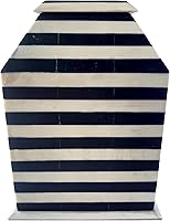 Vista 9 de Creative Co-Op Caja de madera recuperada y resina con rayas, negro y crema