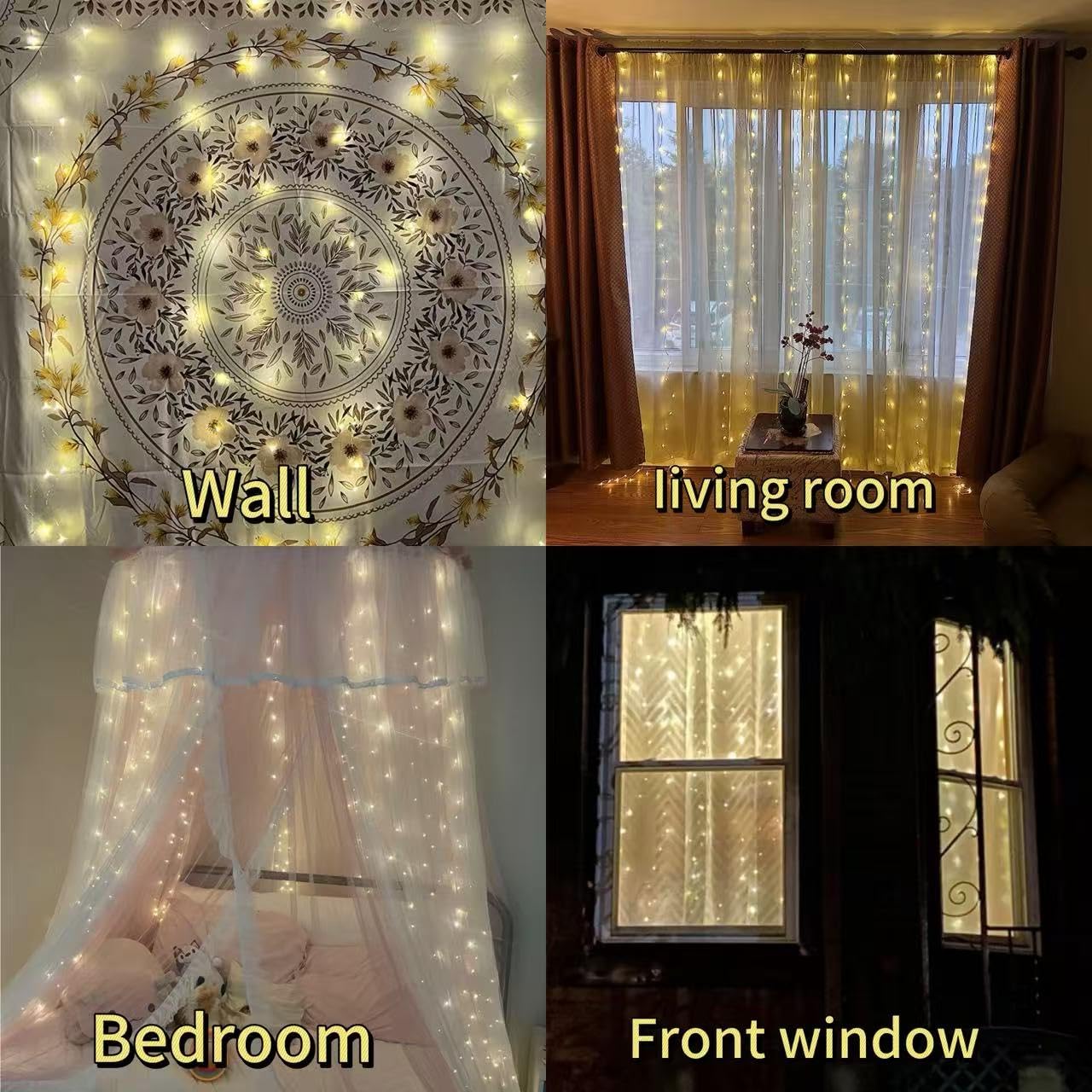 LED-Lichterkette, 300 Stück, warmweiß, 8 Modi und Timer, Weihnachtslichterkette mit Fernbedienung, für Schlafzimmer, Innen- und Außenbereich
