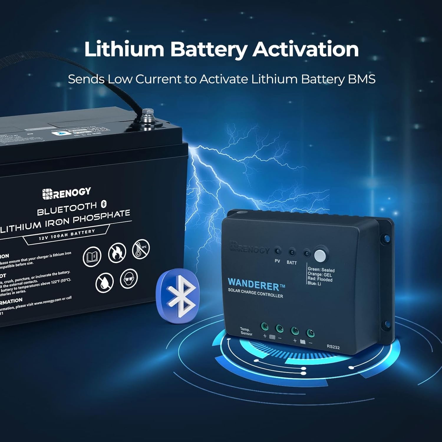 Renogy 30A Solar Controller with BT-1 Wireless Module-12V PWM Charger + 82ft App Monitoring, IP32/IP54 Waterproof for RV/Boats/Lithium Systems