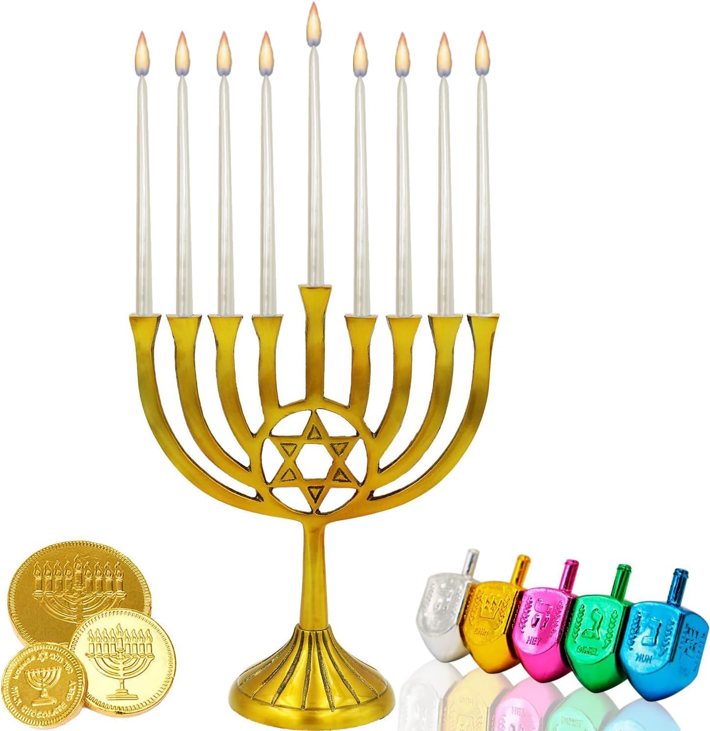 The Dreidel Company 5-Pack Dripless Chanukah Hanukkah Candles Decorative Mother of Pearl, 45 Candles, 1 Hour Burn Time