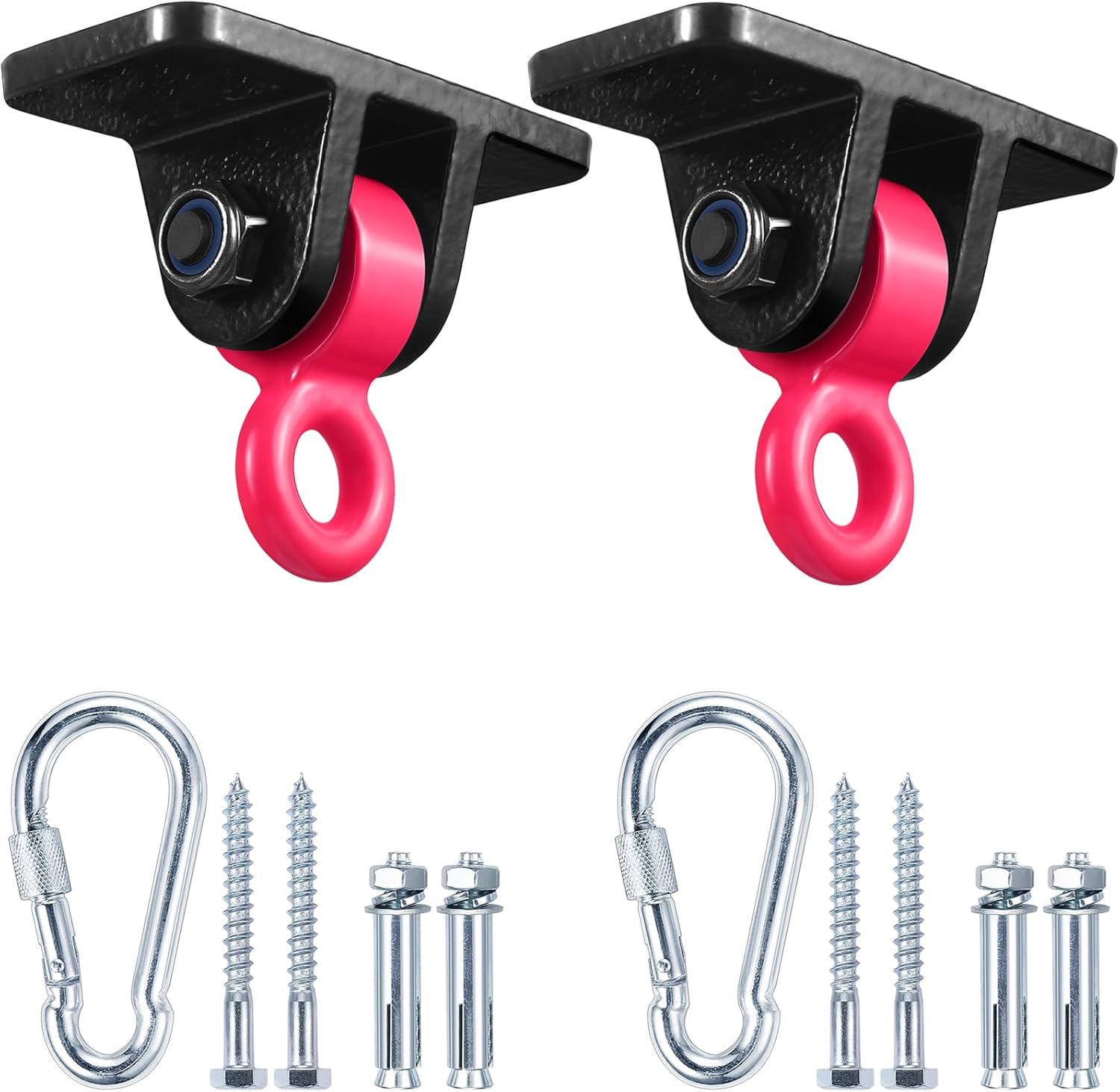 Heavy Duty Swing Hangers for Wooden Sets Playground Porch Indoor Outdoor & Hanging with Snap Hooks (4 pcs Black)