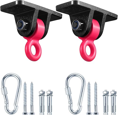 Miniatura 5 de Ganchos de columpio resistentes para juegos de madera, parque infantil, porche, interior y exterior y colgar con ganchos a presión (4 piezas, negro)