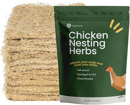 MagJo Naturals Aspen Shaving Nest Liners (paquete de 12) y paquete de hierbas de caja de nido de pollo (1.5 libras)