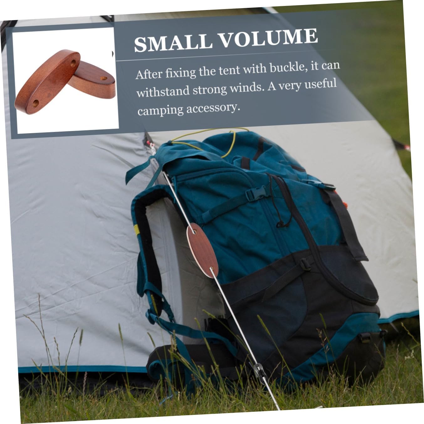 KOMBIUDA 2Pcs Wooden Tent Rope Buckle Tensioner Camping Guy Lines for Hiking Backpacking Outdoor Activities Wind Rope Tightener