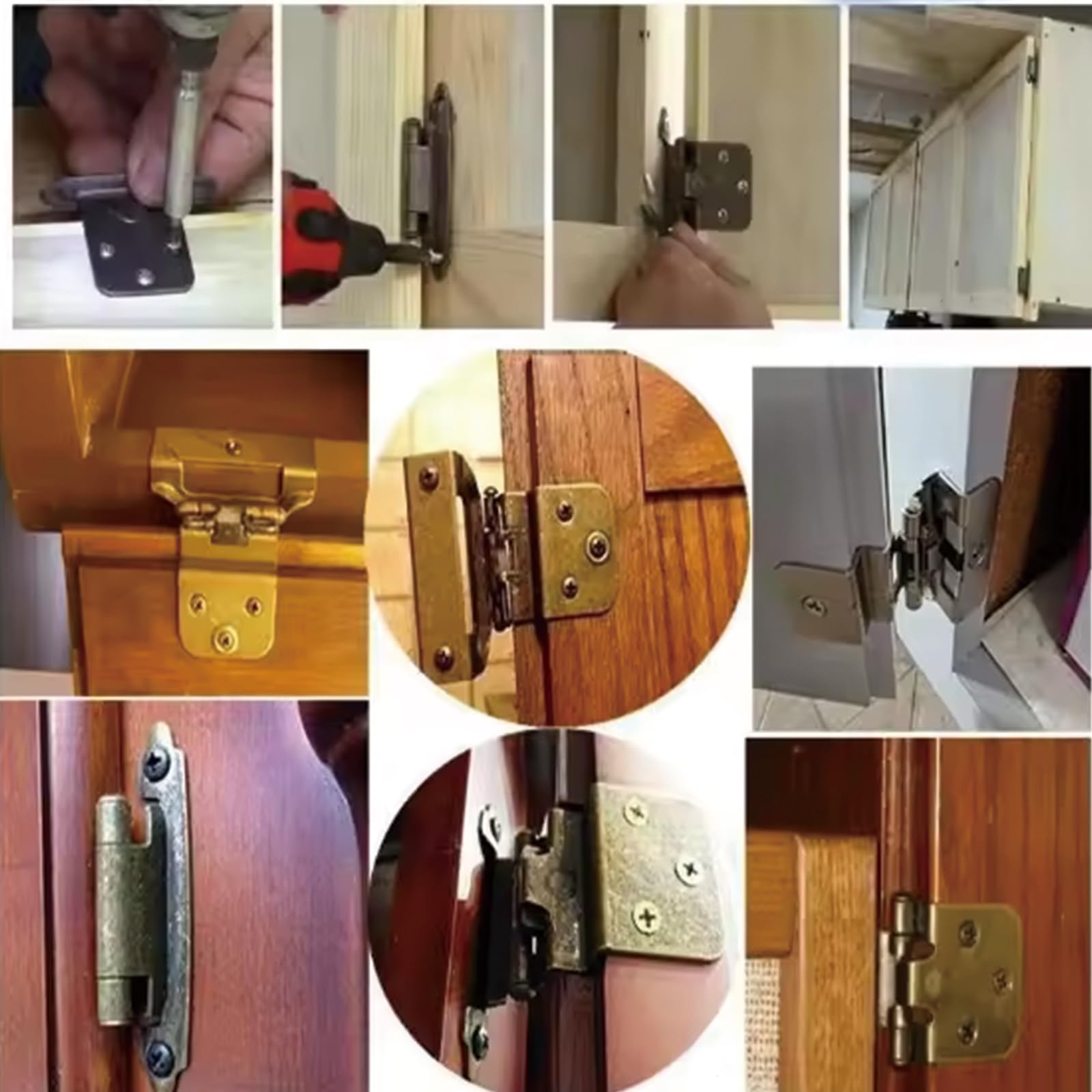 Aoktorkit 4Pcs Overlay Cabinet Hinge 1/2 Inch Flush Cabinet Hinges Door Hinges Self Closing Hinges for Cabinet Closet Door Furniture Black - Image 2