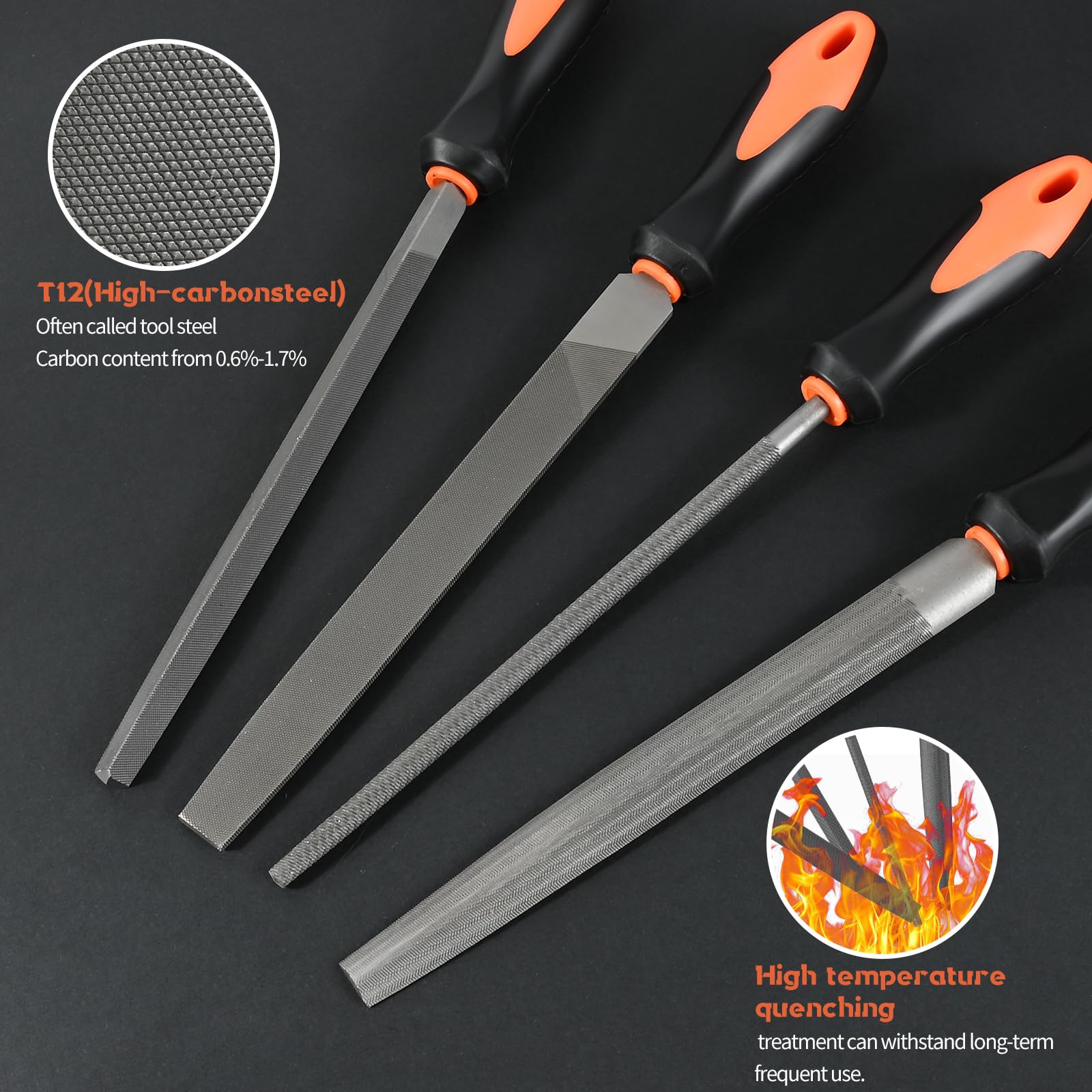 Set File Metallo Acciaio al Carbonio 19 Pezzi con Valigia Piatti Triangolari Semicircolari Rotondi Lime Ago Spazzola