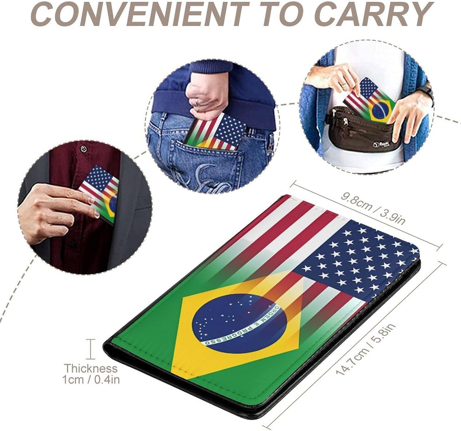 USA And Brazil Flag Travel Passport Holder Passports Protective Cover for Women Men with Card Slots