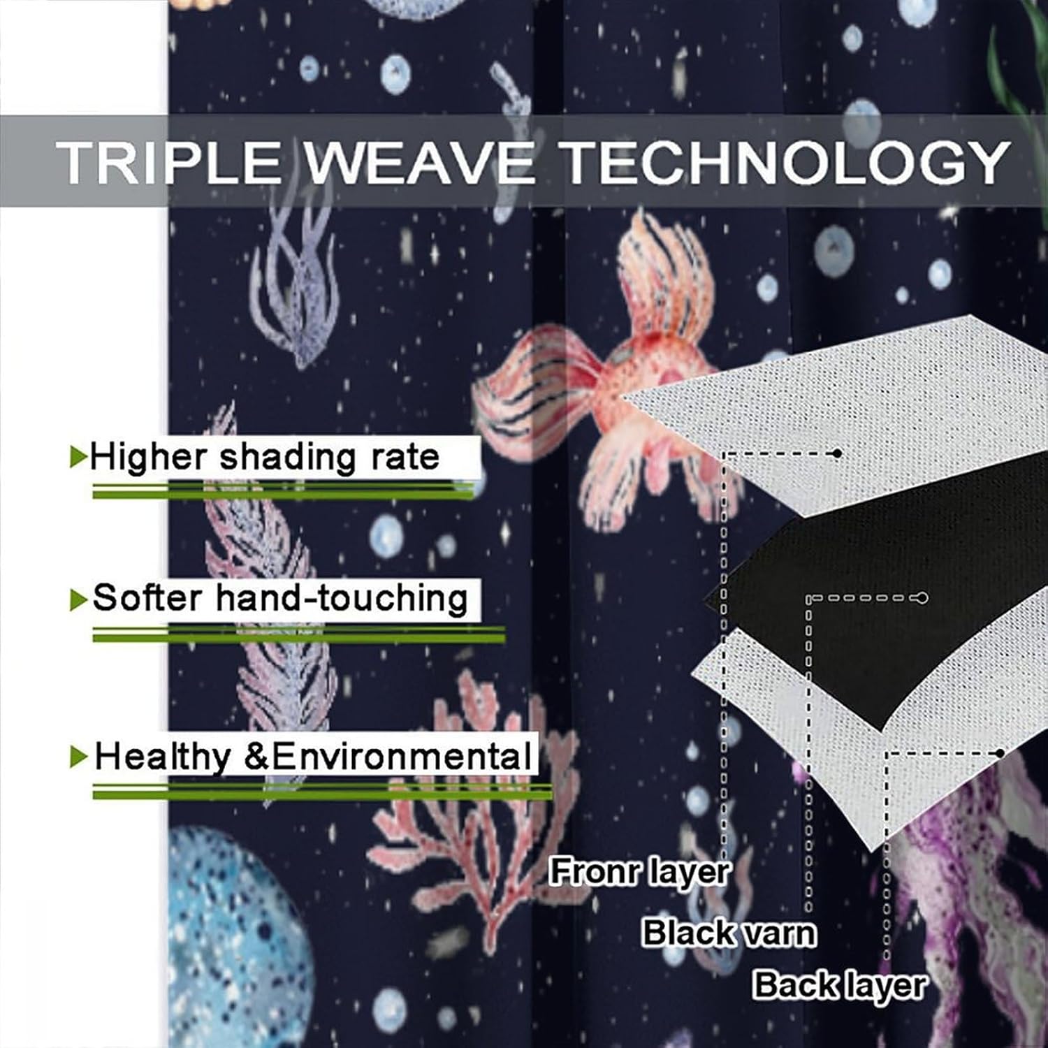 Kids Whale Curtains, Cartoon Sea Animal Blue Ocean Window Treatments Underwater Turtle Octopus Fish Window Drapes for Living Room Bedroom Kitchen W84xL84in