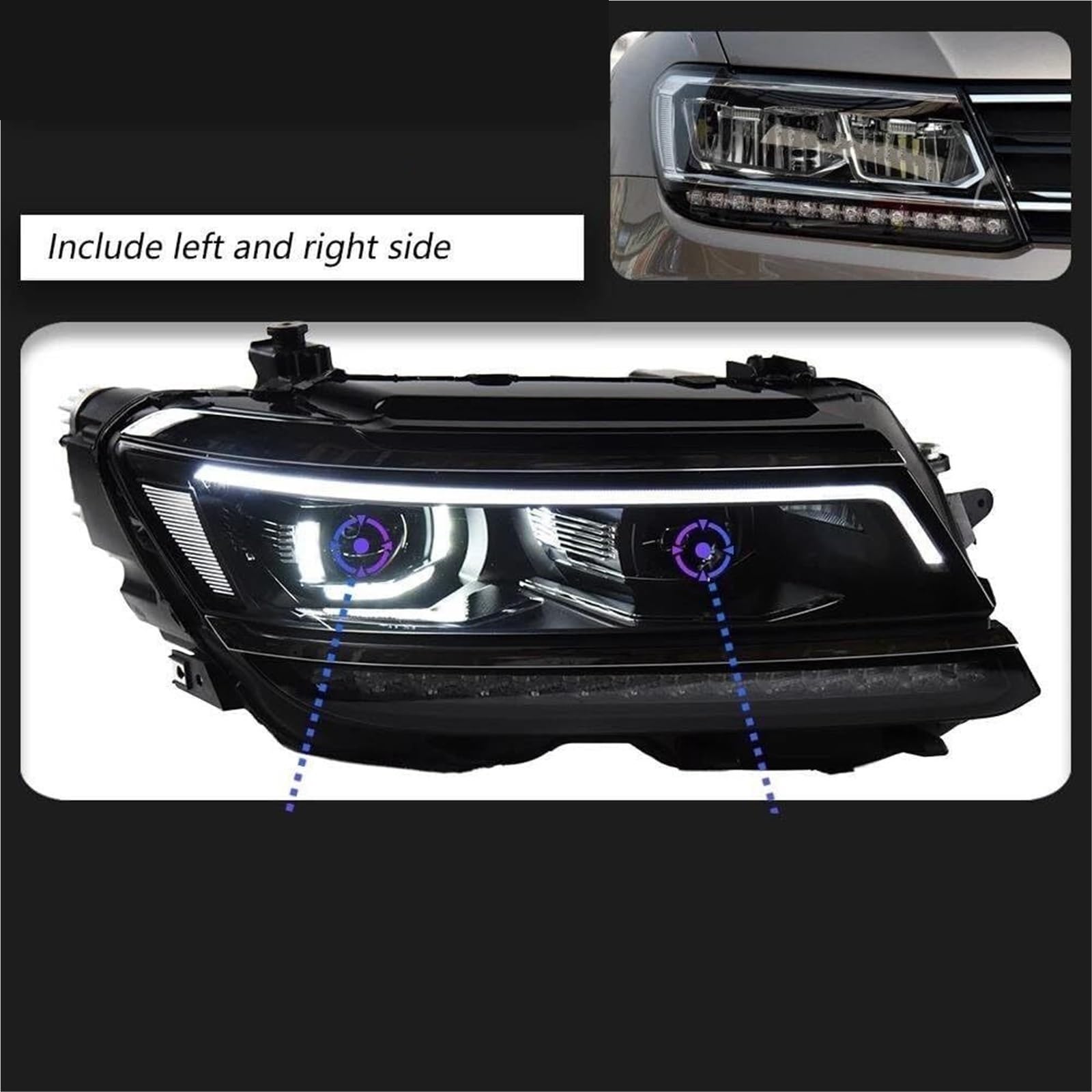 Autoscheinwerfer Auto Front Scheinwerfer 2 stücke Kopf Licht Für VW Für Tiguan 2017-2021