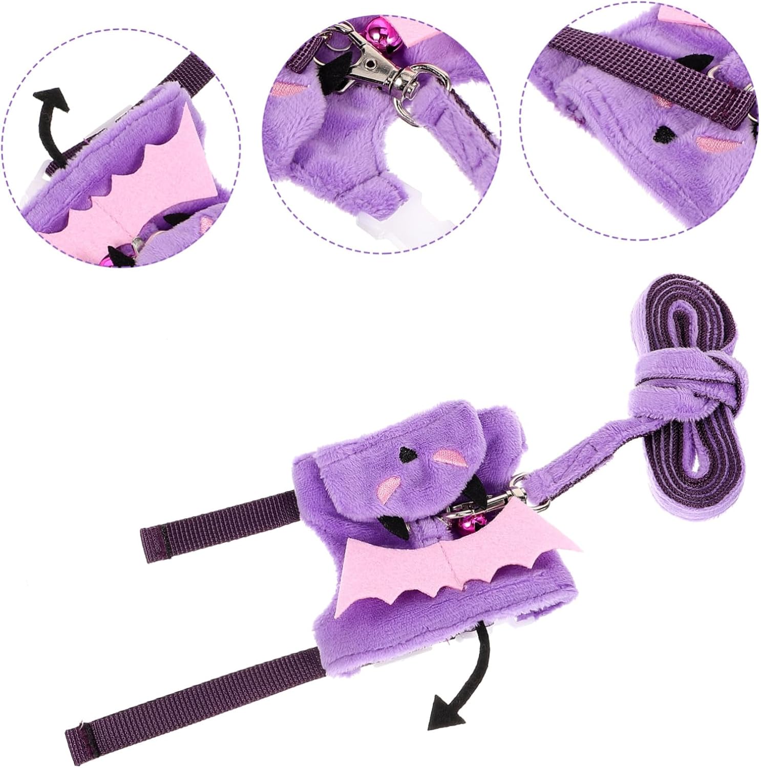 Amosfun 1set Ferret Walking Vest and Leash Halloween Bunny for Pets Soft Mesh Design for Comfortable Walking for Hamsters and Guinea Pigs