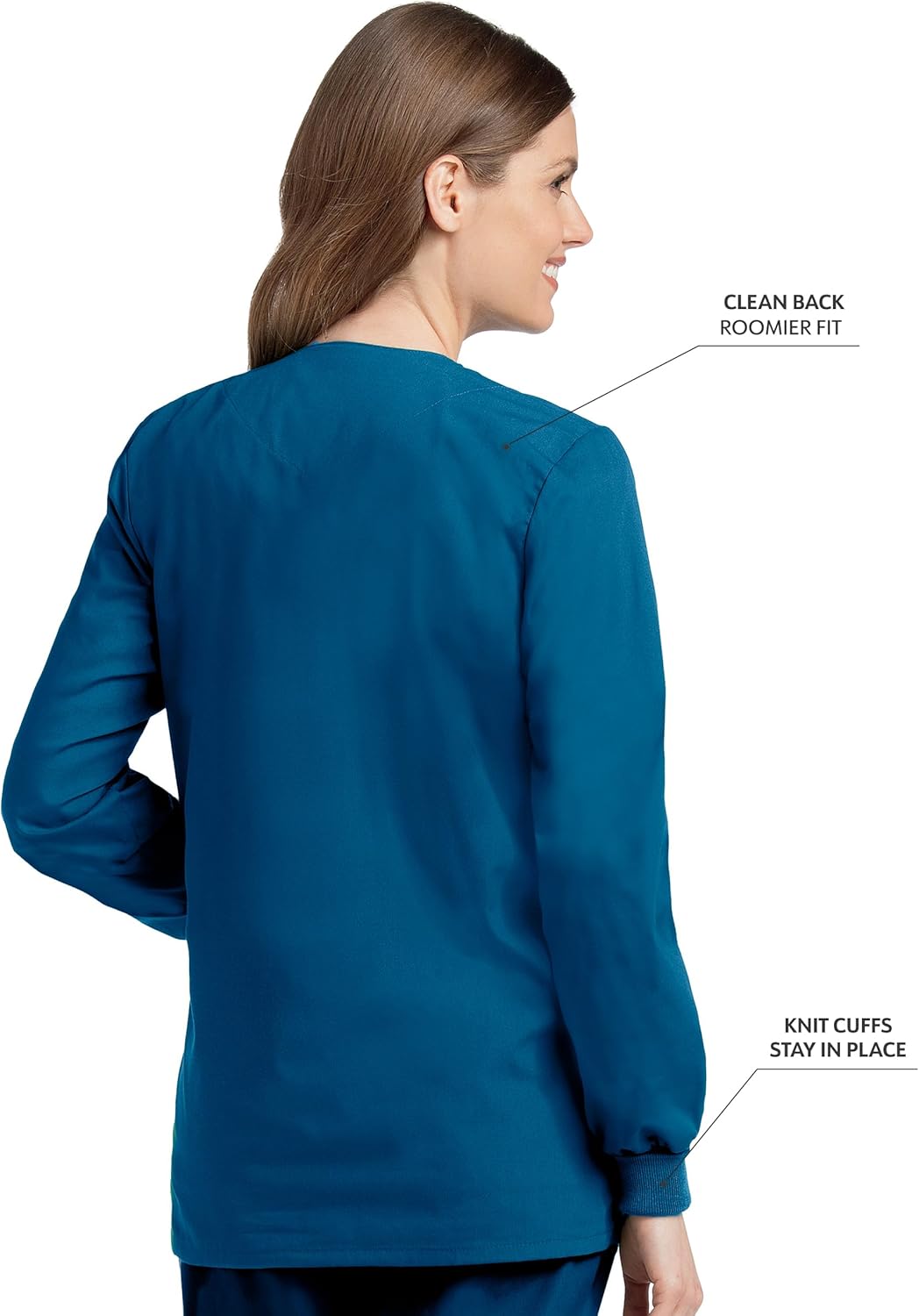 Landau Essentials Relaxed Fit 4-Pocket Snap-Front Scrub Jacket for Women 7525 - Image 3