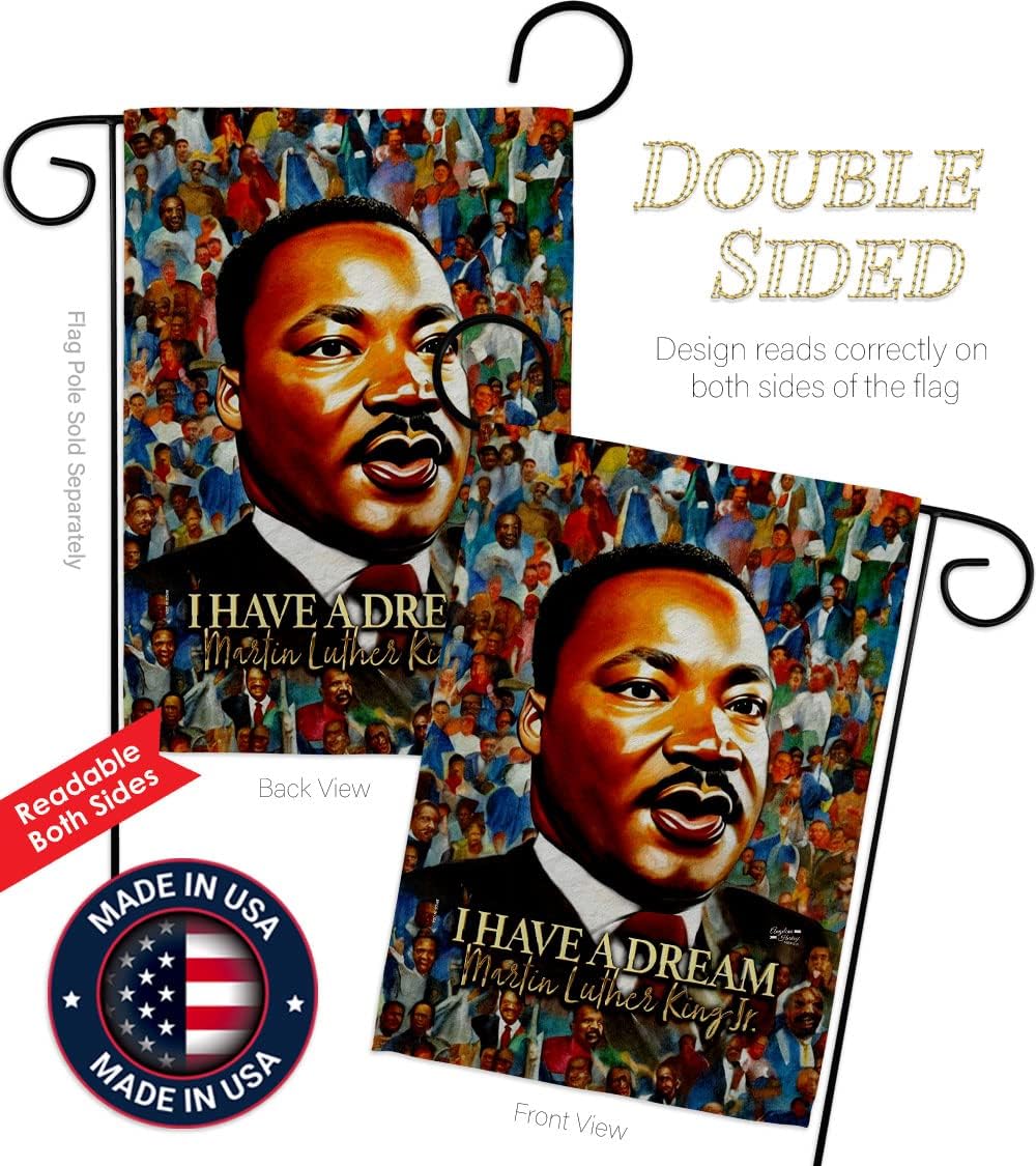 Martin Luther King Decorations Home Decor Flag Pole Banner Room Wall Art Patio Lawn Front Porch Outdoor Small Tapestry Yard Sign Black History Month African American Heritage Gifts Made In USA