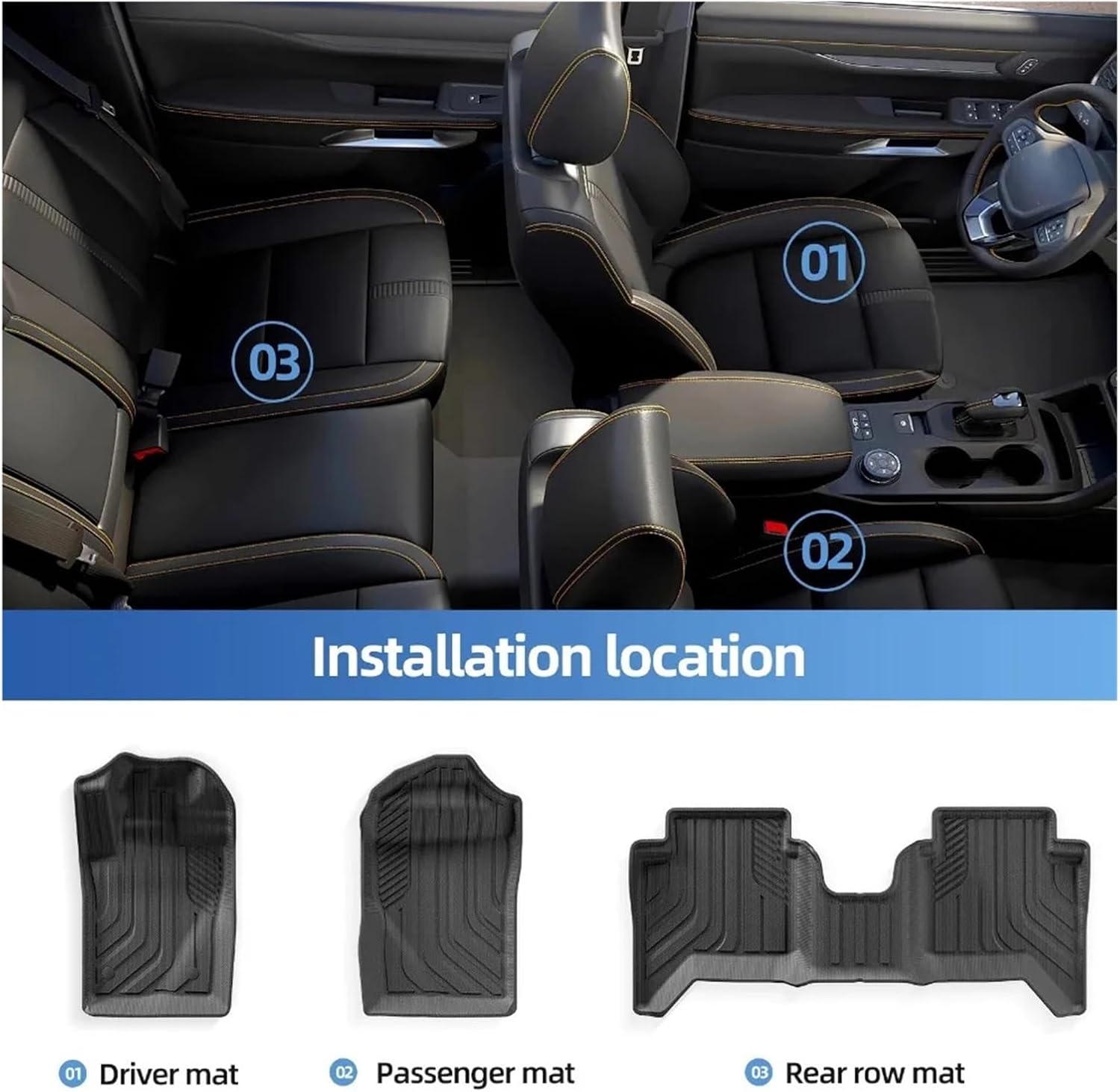 Car Truck Bed Mat Liner Trunk Bed Liner Black TPE 3D Floor Mats Set Compatible with Ranger 2024 2025 US Version 5FT 59.6Bed(Trunk 1P)