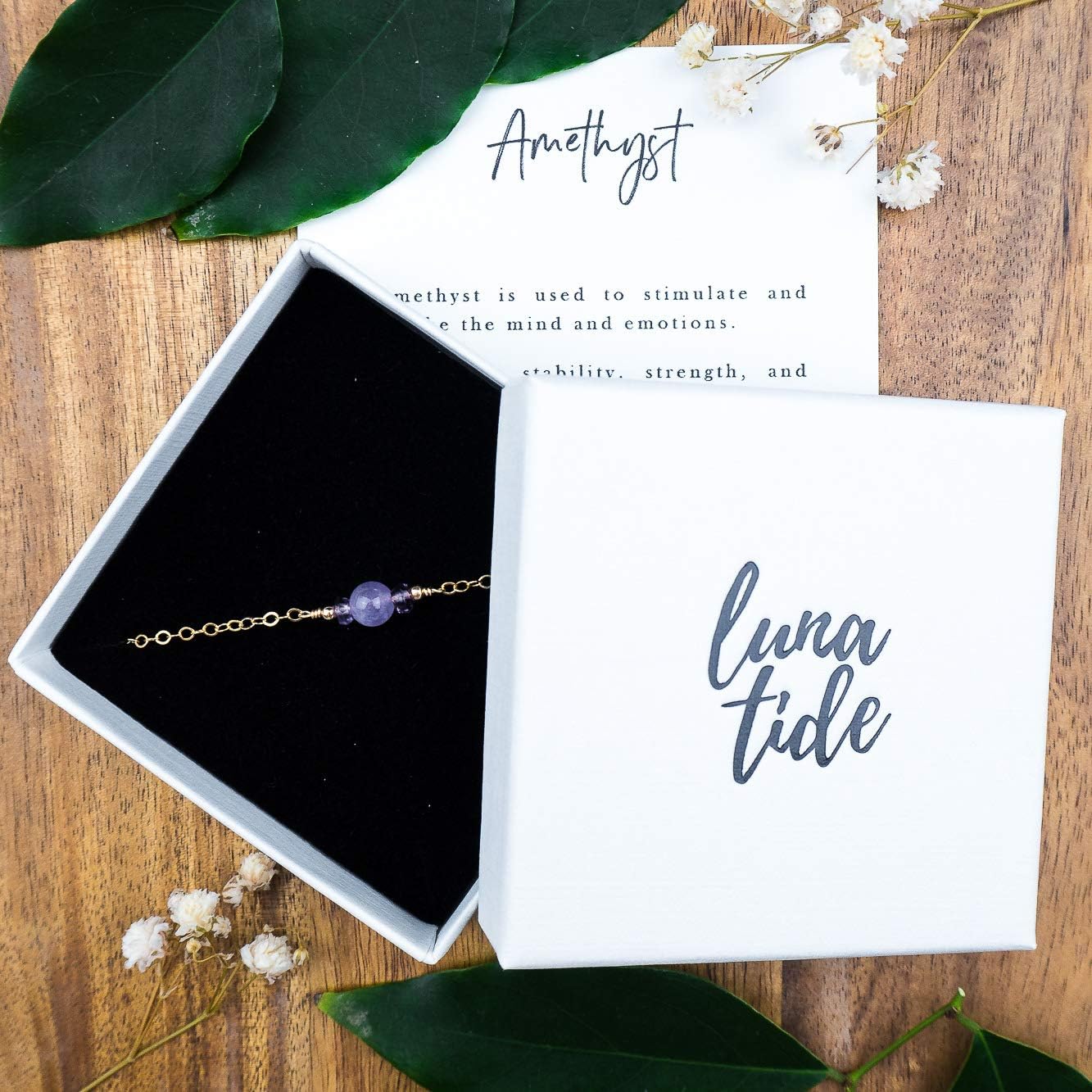 Luna Tide Pink Amethyst Dainty Bracelet in 14k Gold Fill