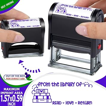 from-The-Library-of Self-Inking Book-Stamps for Teacher-Stamps for Grading Book Stamp for Ex Libris Stamps School Classroom Supply from The Library of-Purple