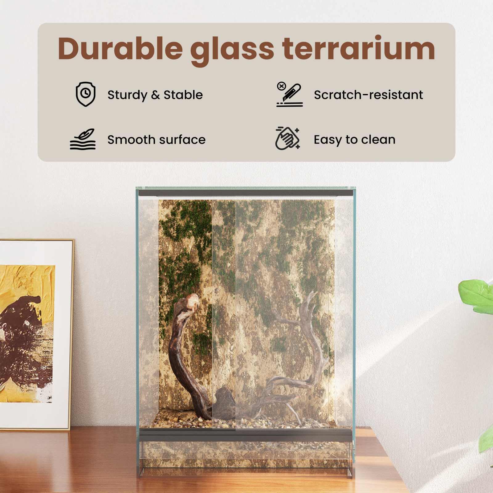 vidaXL Terrario Transparente 30 x 30 x 40 cm Cristal, Terrario de Vidrio Moderno, Refugio Resistente, hábitat 360°, hogar Transparente para Animales