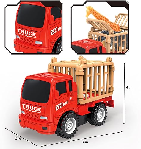 Miniatura 4 de Ynybusi Figuras de animales de juguete con camión transportador de coche para niños y niños, 34 piezas de juguetes de transporte de animales con