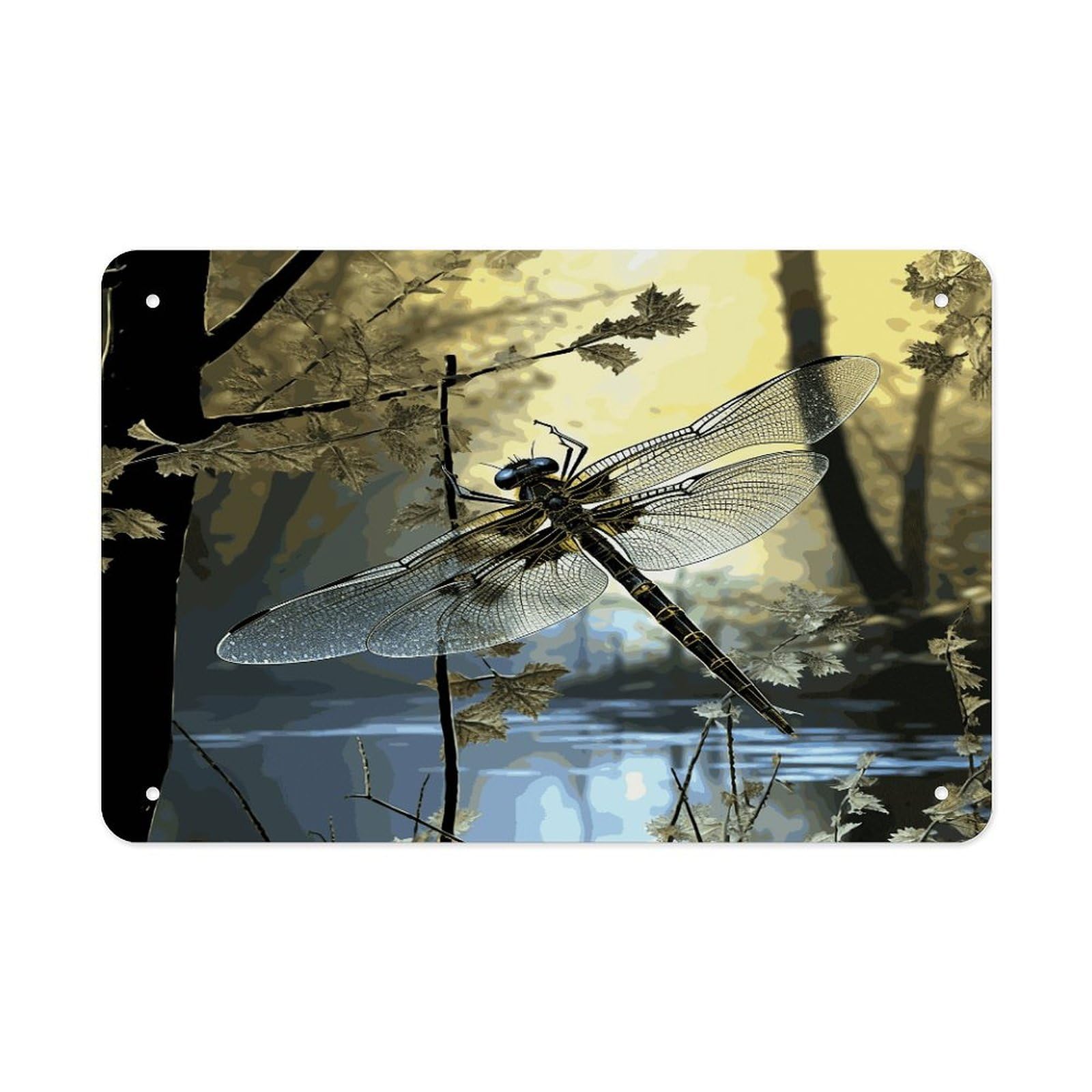 Fodpand Style Dragonflies Wall Art Metal Signs Tin Sign