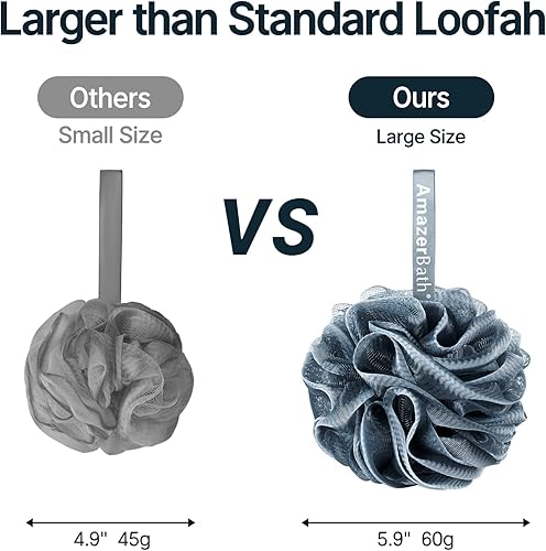 Vista 44 de AmazerBath Esponja de lufa, esponja de ducha de 2.12 oz/PCS – Juego de 3 tintes tranquilos trío de esponjas de baño para hombres y mujeres