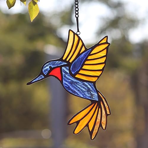 Miniatura 30 de Colgantes de ventana de pájaros de vidrieras, decoraciones de colibrí de vidrieras, atrapasoles de pájaros para decoración de ventanas, regalos